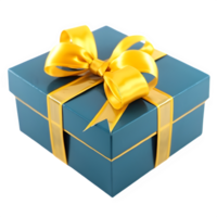 impostato di blu e rosso regalo scatola con giallo nastro isolato su trasparente sfondo ,generativo ai png