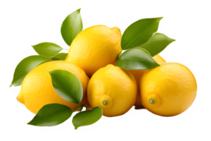 yellow lemon isolated on transparent background ,fresh lemon cut out ,generative ai png