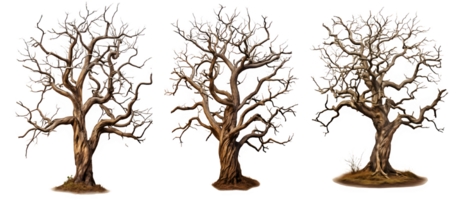 dead tree isolated on transparent background ,dry tree cut out ,generative ai png