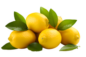 yellow lemon isolated on transparent background ,fresh lemon cut out ,generative ai png