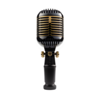 microphone isolated on transparent background ,vintage metal microphone cut out ,generative ai png