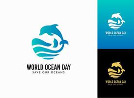 World oceans day design vector. Let's save our oceans design background vector