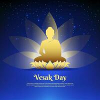 Vesak Day design with Buddha vector. Celebration Vesak Day background with shinny Lord Buddha silhouette vector