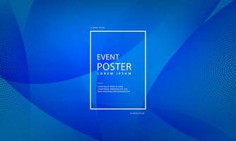 Event poster design background vector. Smooth curve blue wavy background vector