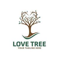 Love tree illustration logo design vector