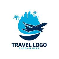 Air plane traveling logo design vector