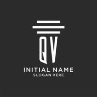 QV initials with simple pillar logo design, creative legal firm logo vector