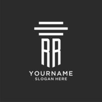 RR initials with simple pillar logo design, creative legal firm logo vector