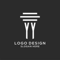 YY initials with simple pillar logo design, creative legal firm logo vector