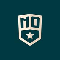 Initial NO logo star shield symbol with simple design vector