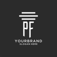 PF initials with simple pillar logo design, creative legal firm logo vector