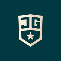 Initial JG logo star shield symbol with simple design vector