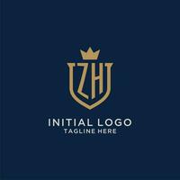 ZH initial shield crown logo vector