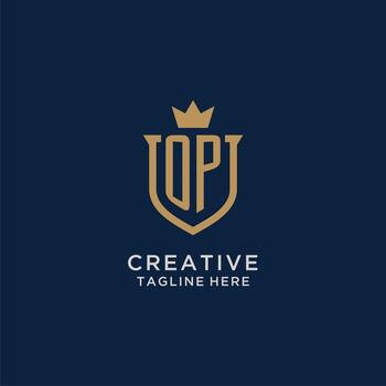 OP initial shield crown logo vector