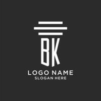 BK initials with simple pillar logo design, creative legal firm logo vector