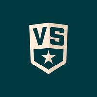 Initial VS logo star shield symbol with simple design vector