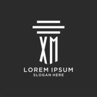 XM initials with simple pillar logo design, creative legal firm logo vector