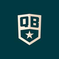 inicial qb logo estrella proteger símbolo con sencillo diseño vector