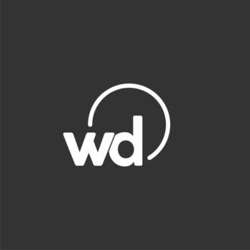 wd inicial logo con redondeado circulo vector
