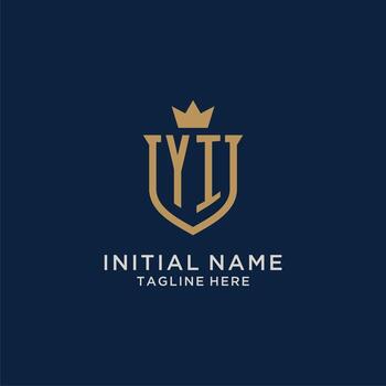 yi inicial proteger corona logo vector