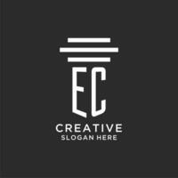 EC initials with simple pillar logo design, creative legal firm logo vector
