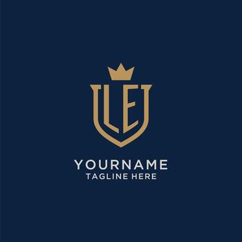 LE initial shield crown logo vector