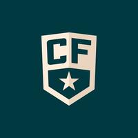 Initial CF logo star shield symbol with simple design vector