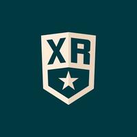 Initial XR logo star shield symbol with simple design vector