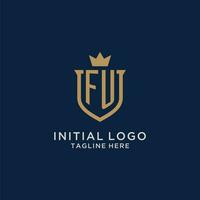 FU initial shield crown logo vector