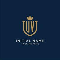 UV initial shield crown logo vector