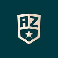 Initial AZ logo star shield symbol with simple design vector