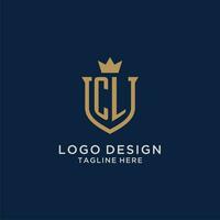 CL initial shield crown logo vector