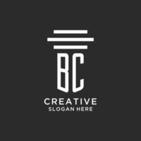 BC initials with simple pillar logo design, creative legal firm logo vector