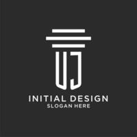 UJ initials with simple pillar logo design, creative legal firm logo vector