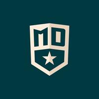 Initial MD logo star shield symbol with simple design vector