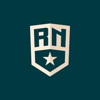 Initial RN logo star shield symbol with simple design vector