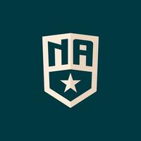 Initial NA logo star shield symbol with simple design vector