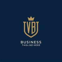 VB initial shield crown logo vector