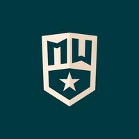 inicial mw logo estrella proteger símbolo con sencillo diseño vector