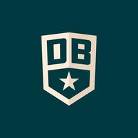 Initial DB logo star shield symbol with simple design vector