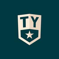 Initial TY logo star shield symbol with simple design vector