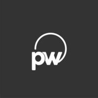 pw inicial logo con redondeado circulo vector