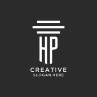 HP initials with simple pillar logo design, creative legal firm logo vector