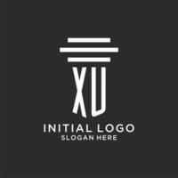 XU initials with simple pillar logo design, creative legal firm logo vector