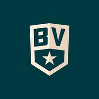 Initial BV logo star shield symbol with simple design vector