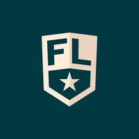 Initial FL logo star shield symbol with simple design vector