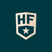 Initial HF logo star shield symbol with simple design vector