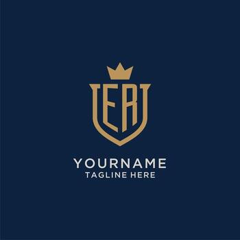 ER initial shield crown logo vector
