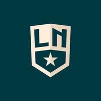 Initial LN logo star shield symbol with simple design vector