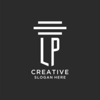 lp iniciales con sencillo pilar logo diseño, creativo legal firma logo vector